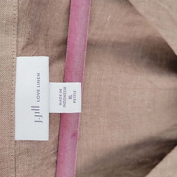 J Jill Love Linen Button Front Pintuck Tan Dress/Tunic Sz XL Petite - Picture 3 of 9